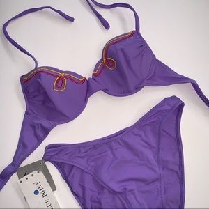NWT Beautiful Purple Threaded Underwire Bikini Set